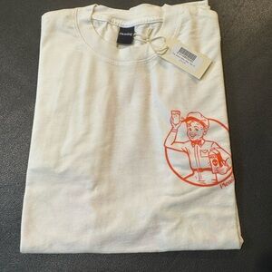 Pleasures White Tee with Orange Graphic
